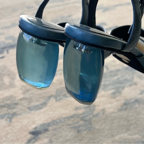 JEFFREY CAMPBELL BLUE RETRO LUCITE BLOCK HEEL STRAPPY SANDALS SIZE 7.5 NWT - Picture 11 of 12